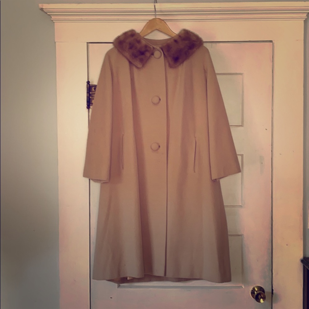 Vintage camel cashmere circle coat sz L
